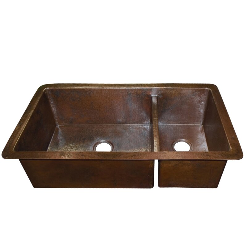 Native Trails Cocina 21 W Double Bowl Copper Undermount Kitchen Sink